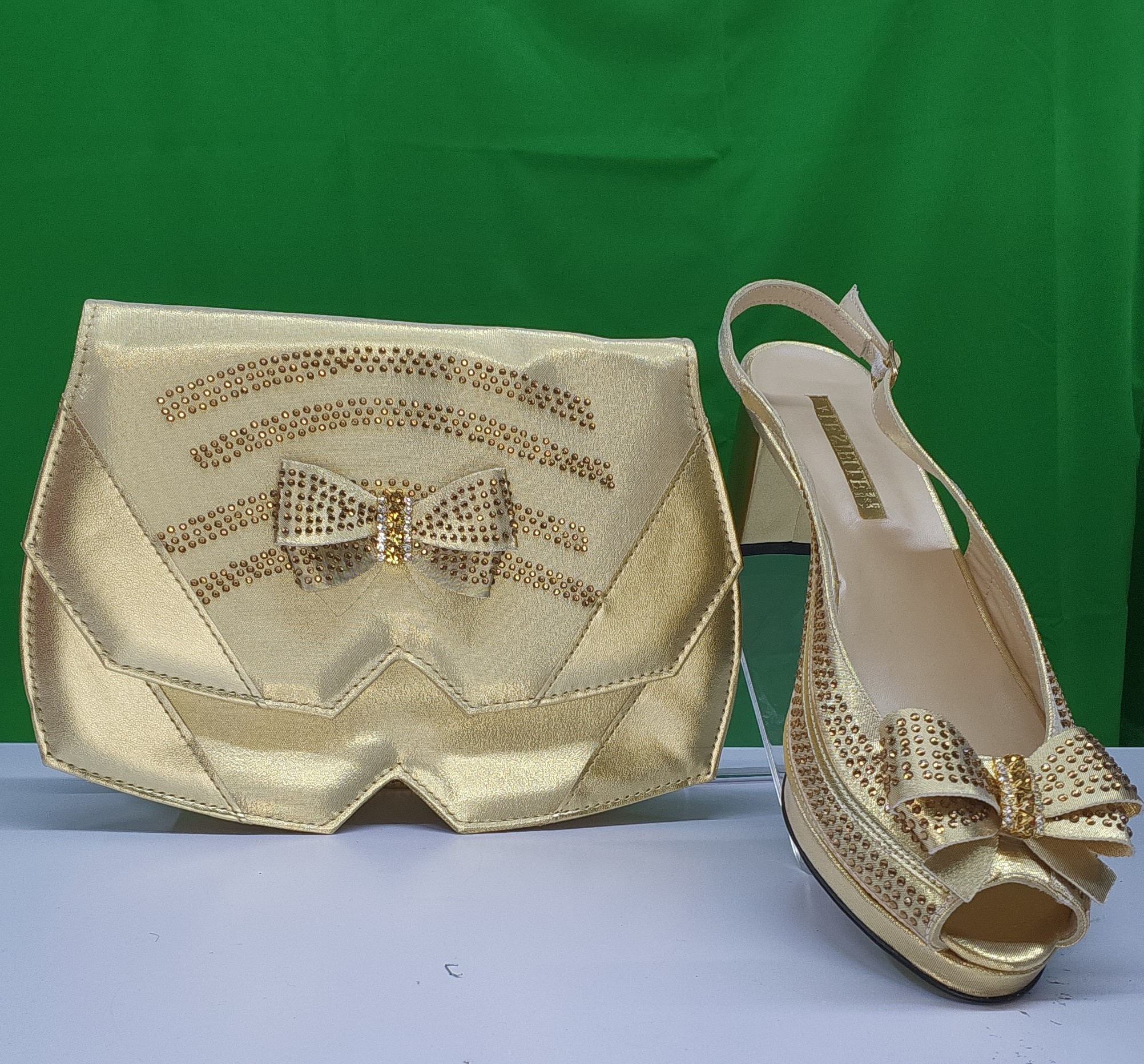 Gold Italian shoe and bag